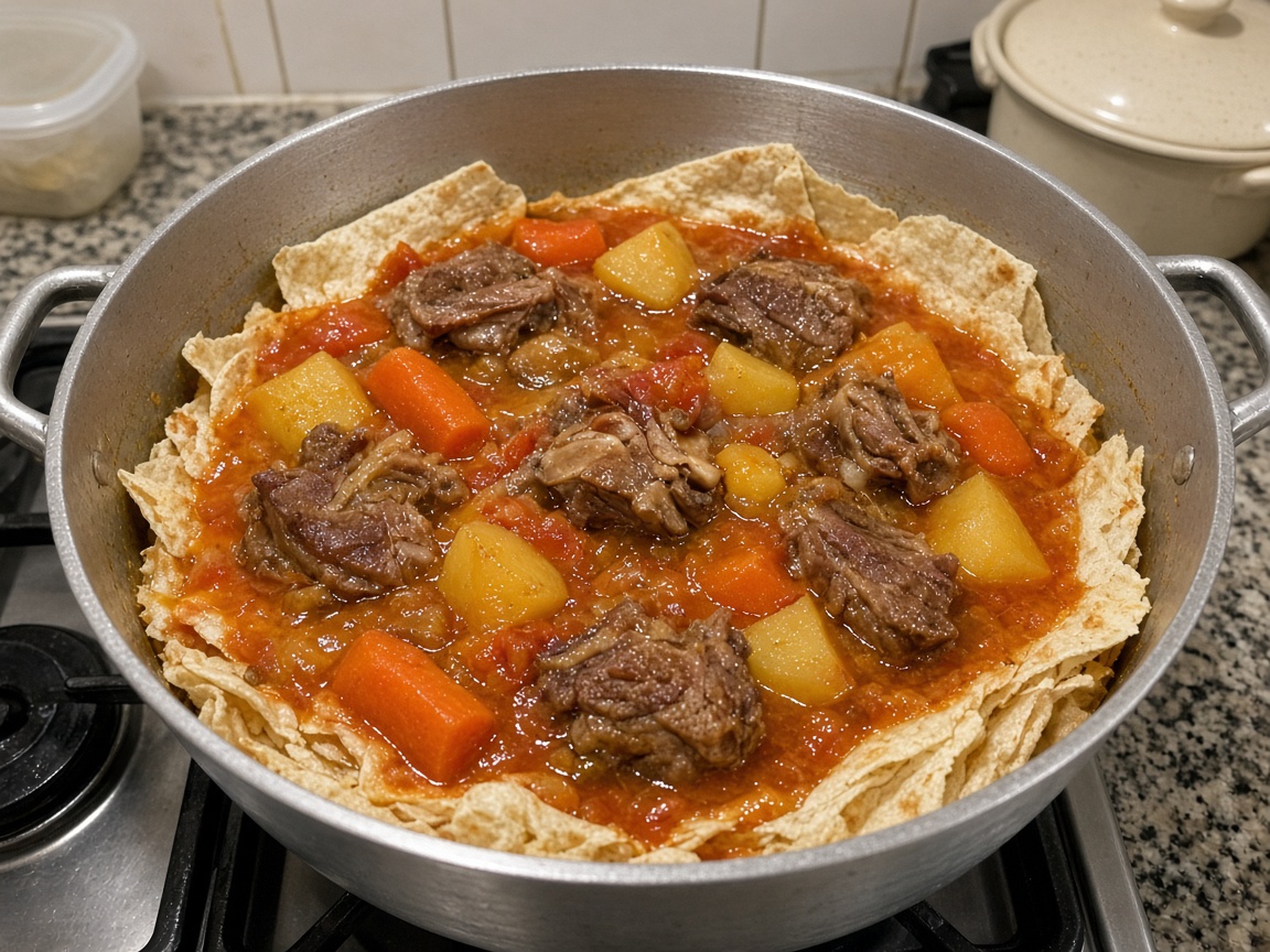 Chicken thareed (ثريد دجاج), traditional Qatari food, Doha